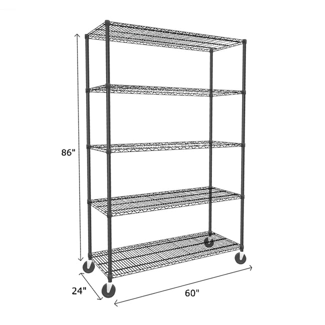 NSF Certified Black Mobile Wire Shelving