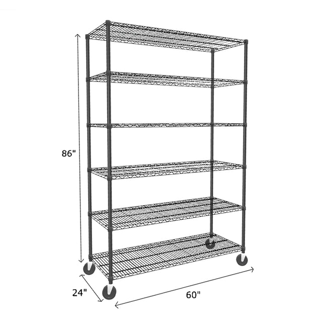 NSF Certified Black Mobile Wire Shelving