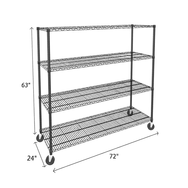 NSF Certified Black Mobile Wire Shelving