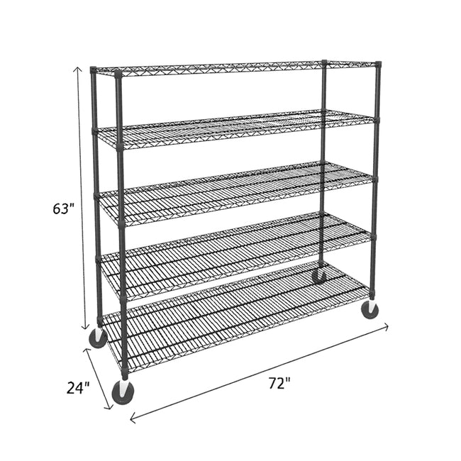 NSF Certified Black Mobile Wire Shelving