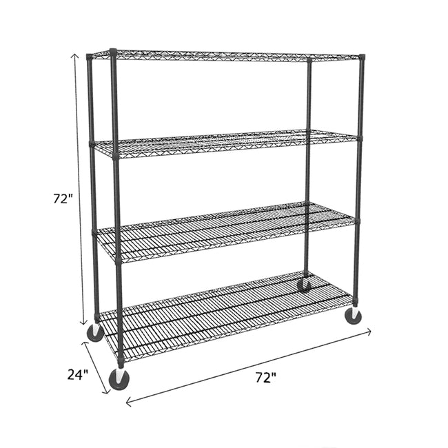 NSF Certified Black Mobile Wire Shelving