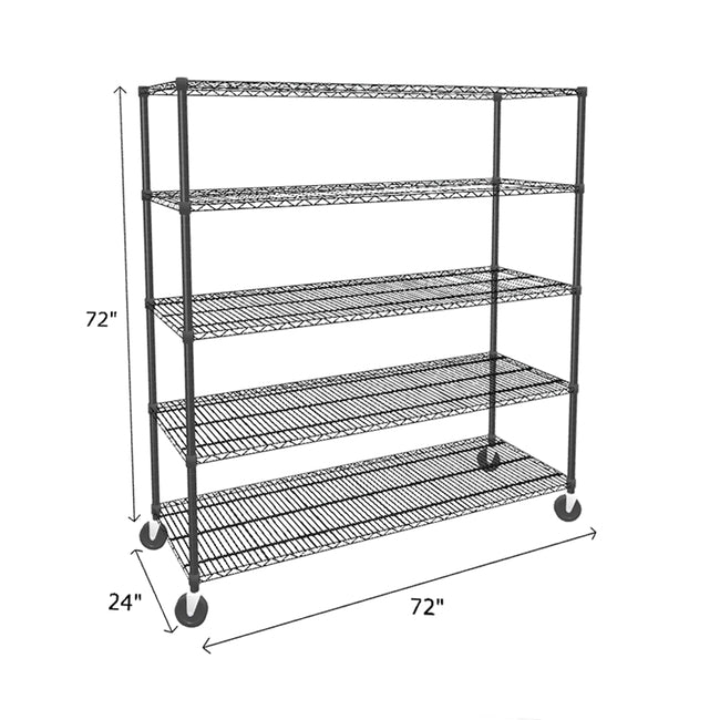 NSF Certified Black Mobile Wire Shelving