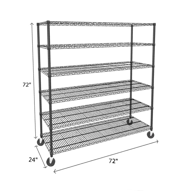 NSF Certified Black Mobile Wire Shelving