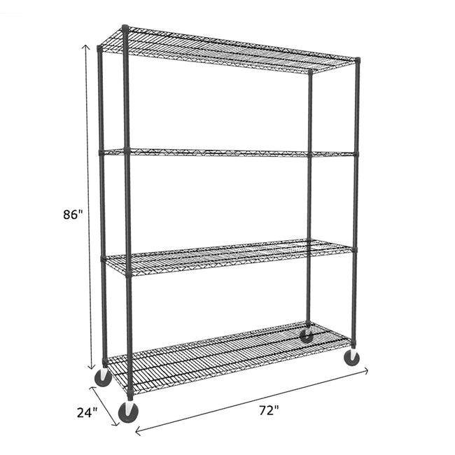 NSF Certified Black Mobile Wire Shelving