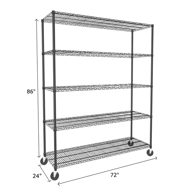 NSF Certified Black Mobile Wire Shelving