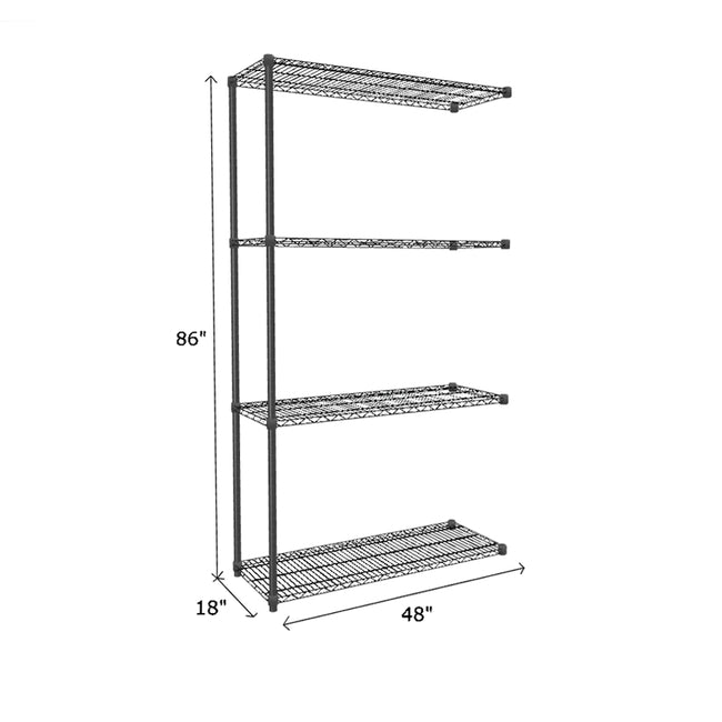 NSF Certified Black Wire Shelving Add-On Unit