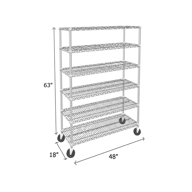 NSF Certified Chrome Mobile Wire Shelving