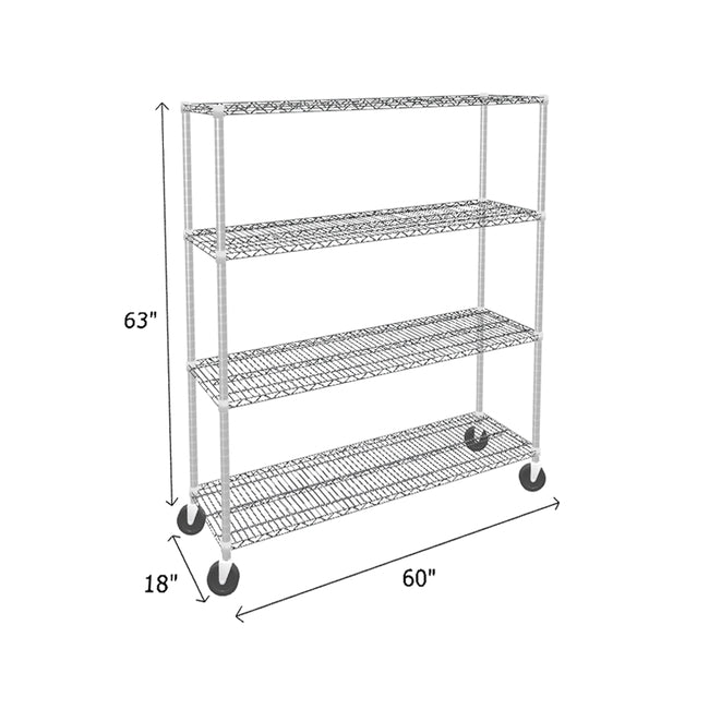 NSF Certified Chrome Mobile Wire Shelving