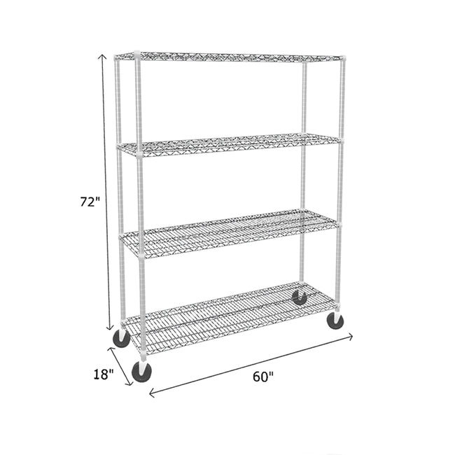 NSF Certified Chrome Mobile Wire Shelving