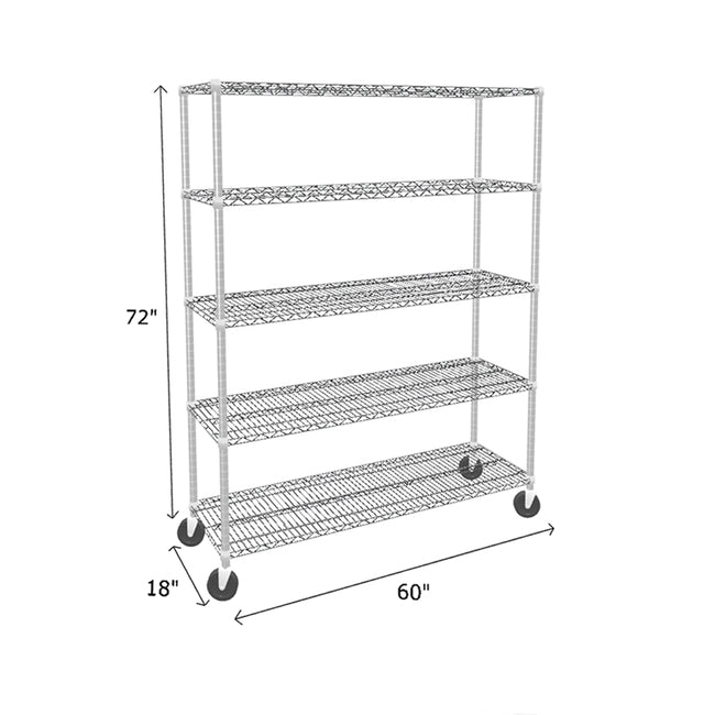 NSF Certified Chrome Mobile Wire Shelving