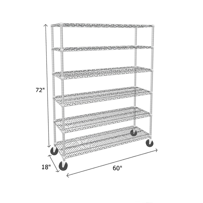 NSF Certified Chrome Mobile Wire Shelving