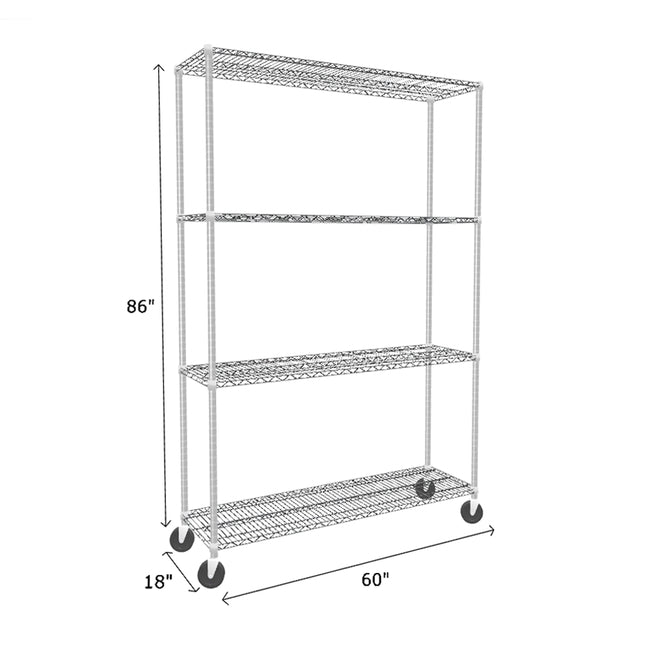 NSF Certified Chrome Mobile Wire Shelving