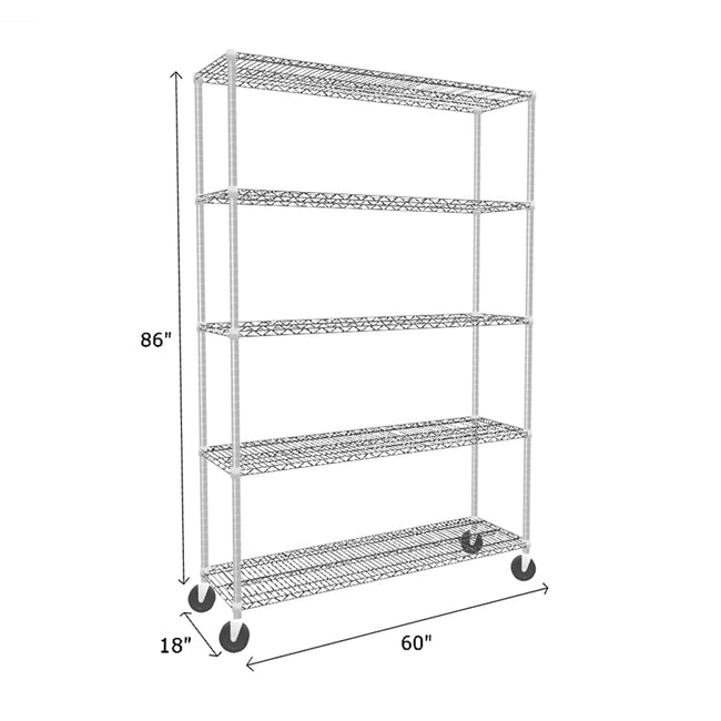 NSF Certified Chrome Mobile Wire Shelving