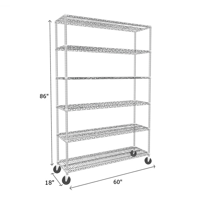 NSF Certified Chrome Mobile Wire Shelving