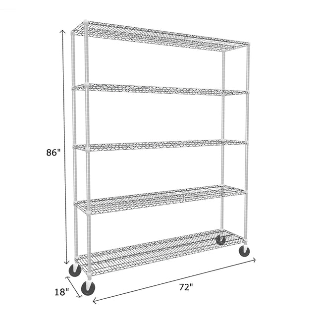 NSF Certified Chrome Mobile Wire Shelving