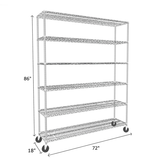 NSF Certified Chrome Mobile Wire Shelving