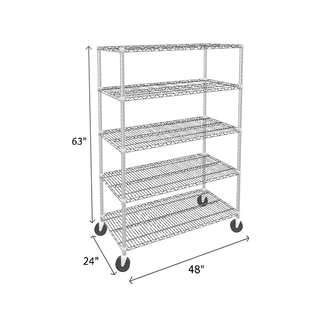 NSF Certified Chrome Mobile Wire Shelving