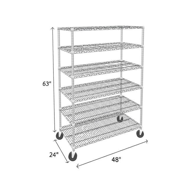 NSF Certified Chrome Mobile Wire Shelving