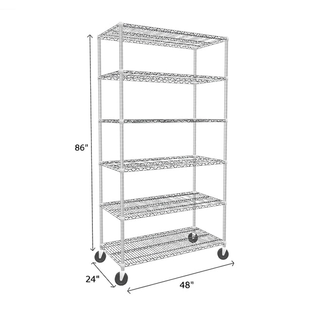 NSF Certified Chrome Mobile Wire Shelving