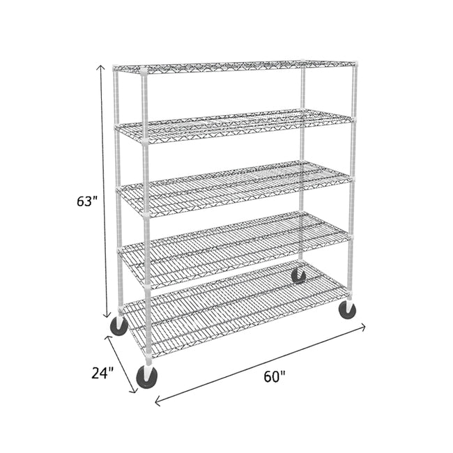 NSF Certified Chrome Mobile Wire Shelving