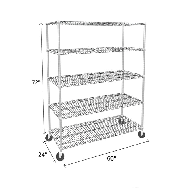 NSF Certified Chrome Mobile Wire Shelving