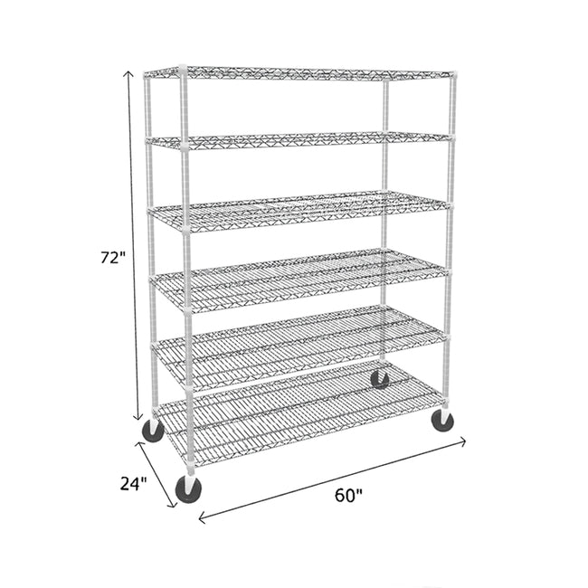 NSF Certified Chrome Mobile Wire Shelving