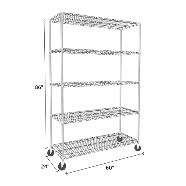 NSF Certified Chrome Mobile Wire Shelving