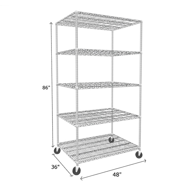 NSF Certified Chrome Mobile Wire Shelving