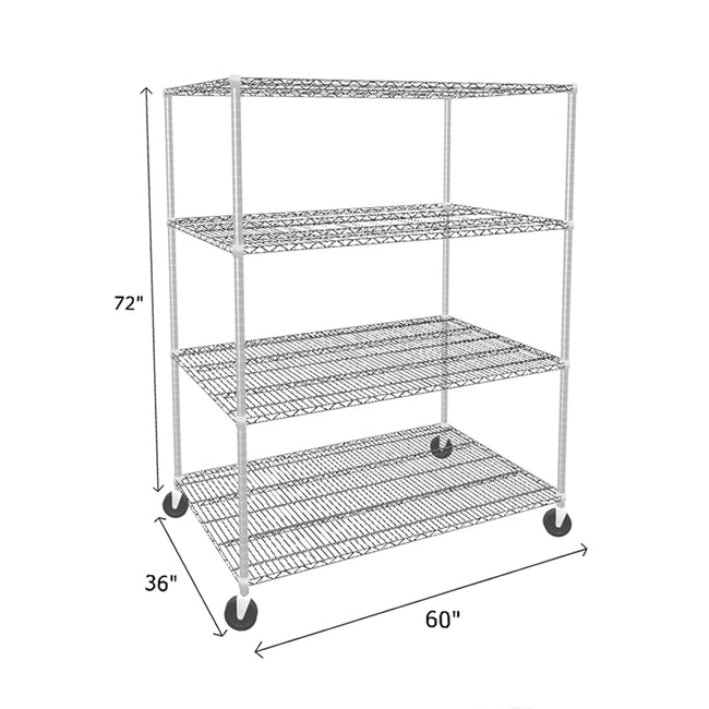 NSF Certified Chrome Mobile Wire Shelving