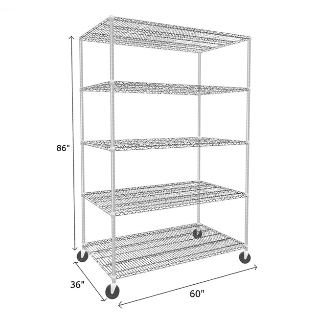 NSF Certified Chrome Mobile Wire Shelving