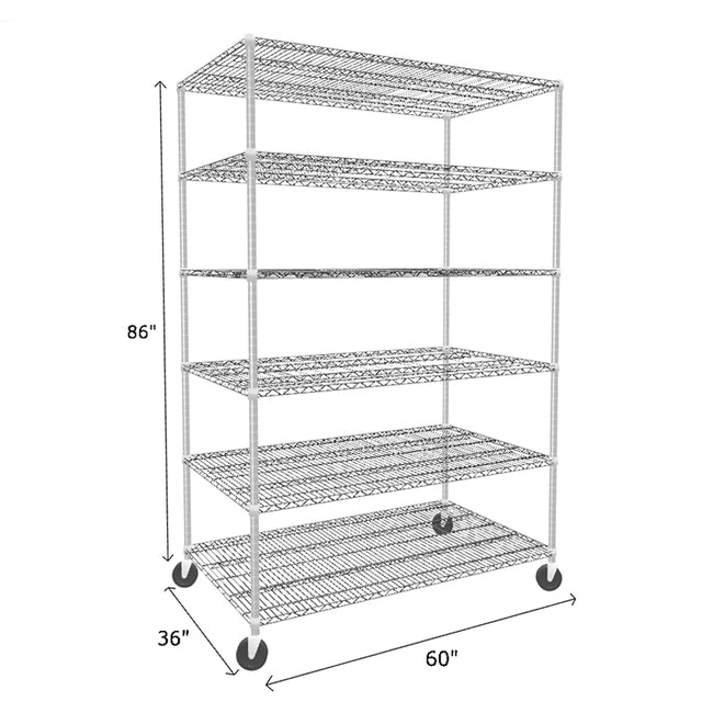 NSF Certified Chrome Mobile Wire Shelving