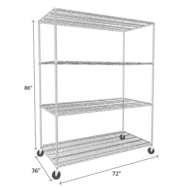 NSF Certified Chrome Mobile Wire Shelving