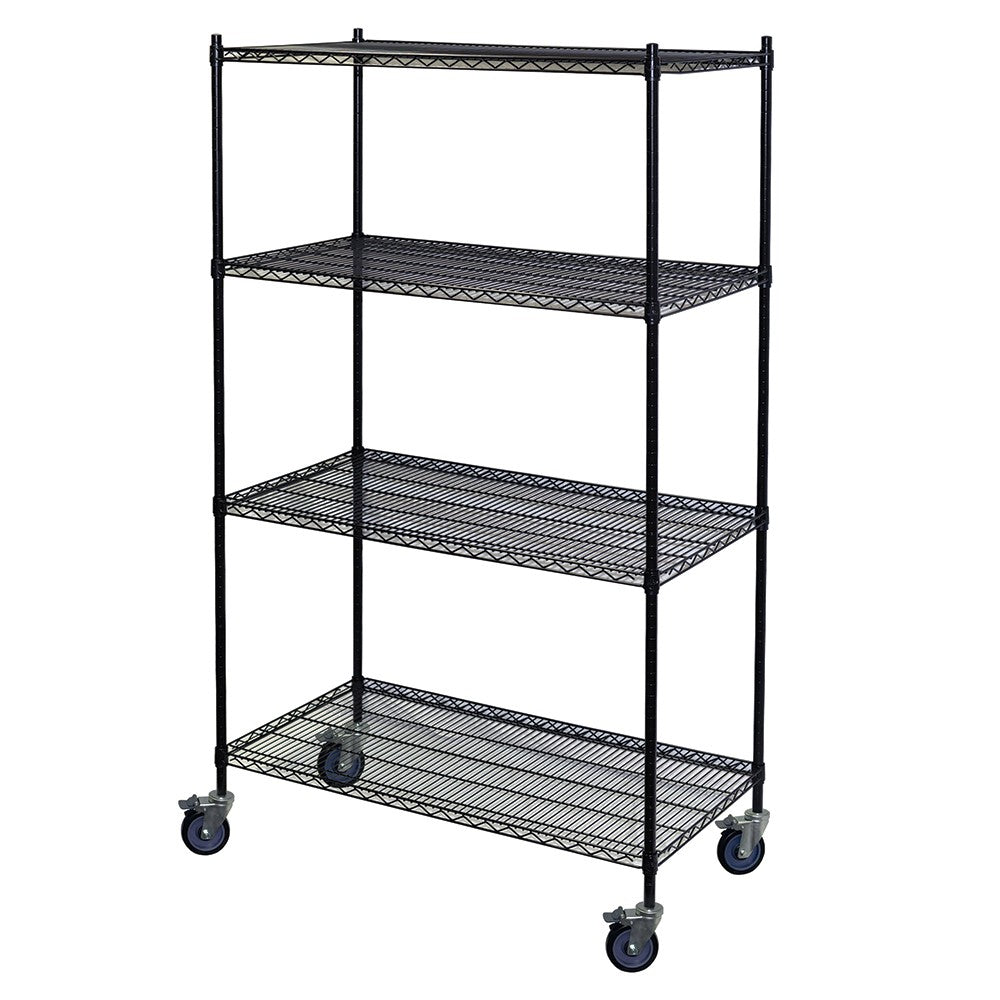 mobile black wire shelving unit