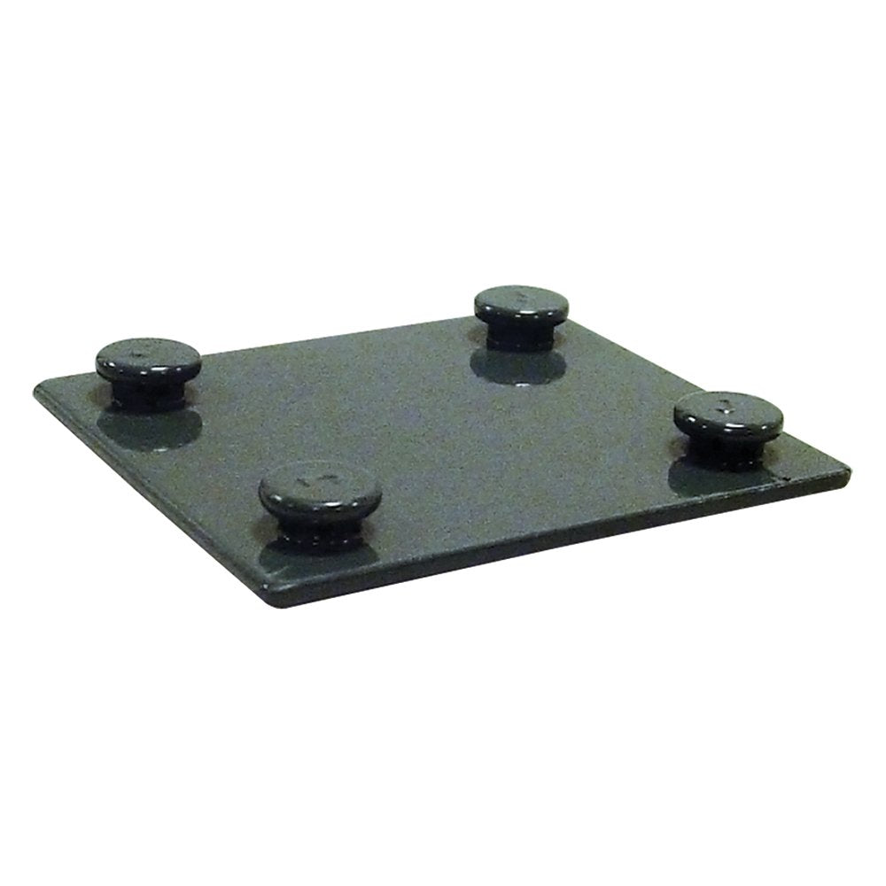 square piece of cut metal with nobs for boltless shelving