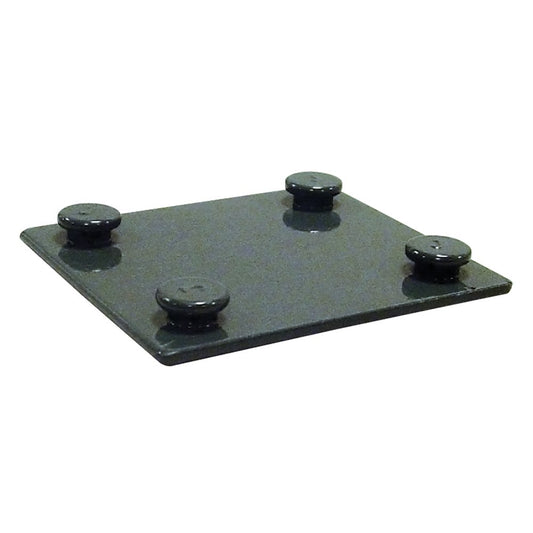 square piece of cut metal with nobs for boltless shelving