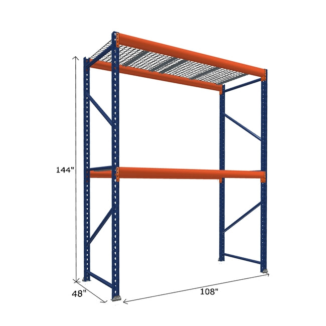 Pallet Rack Starter Unit with Wire Mesh Decking