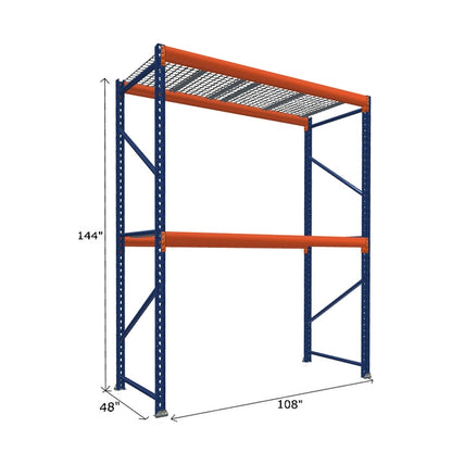 Pallet Rack Starter Unit with Wire Mesh Decking