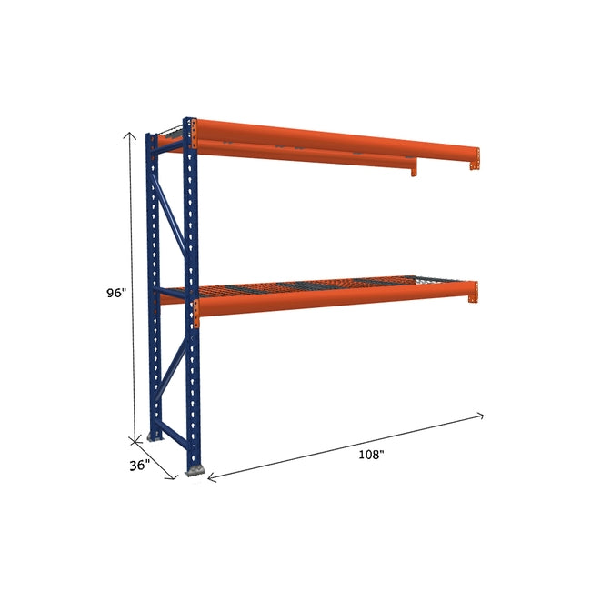 Pallet Rack Add-On Unit with Wire Mesh Decking