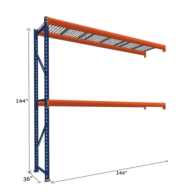 Pallet Rack Add-On Unit with Wire Mesh Decking