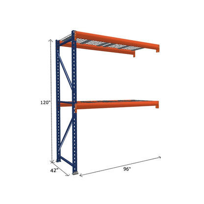 Pallet Rack Add-On Unit with Wire Mesh Decking