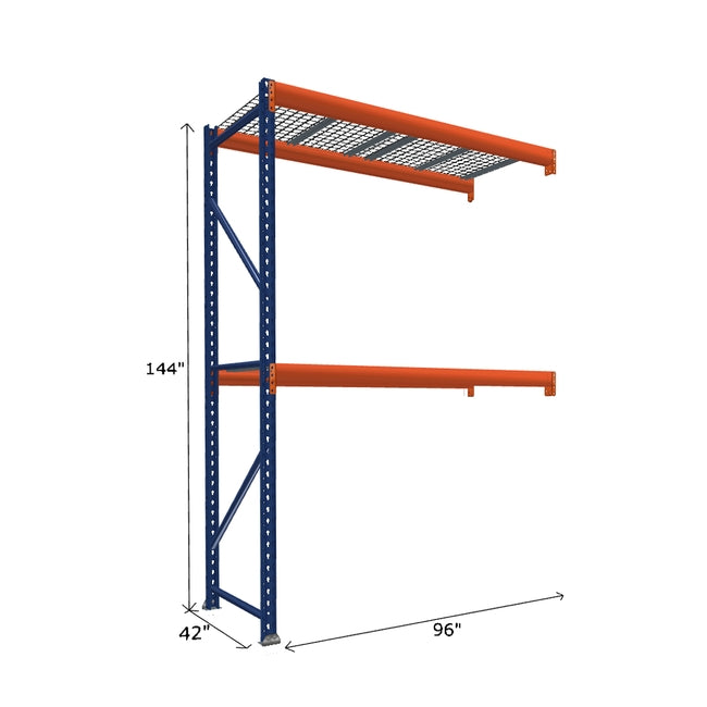 Pallet Rack Add-On Unit with Wire Mesh Decking