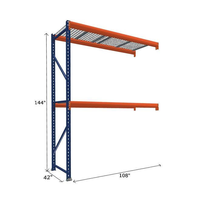 Pallet Rack Add-On Unit with Wire Mesh Decking