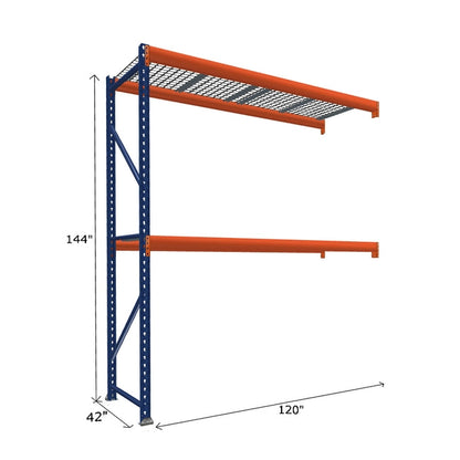 Pallet Rack Add-On Unit with Wire Mesh Decking