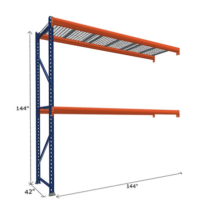 Pallet Rack Add-On Unit with Wire Mesh Decking