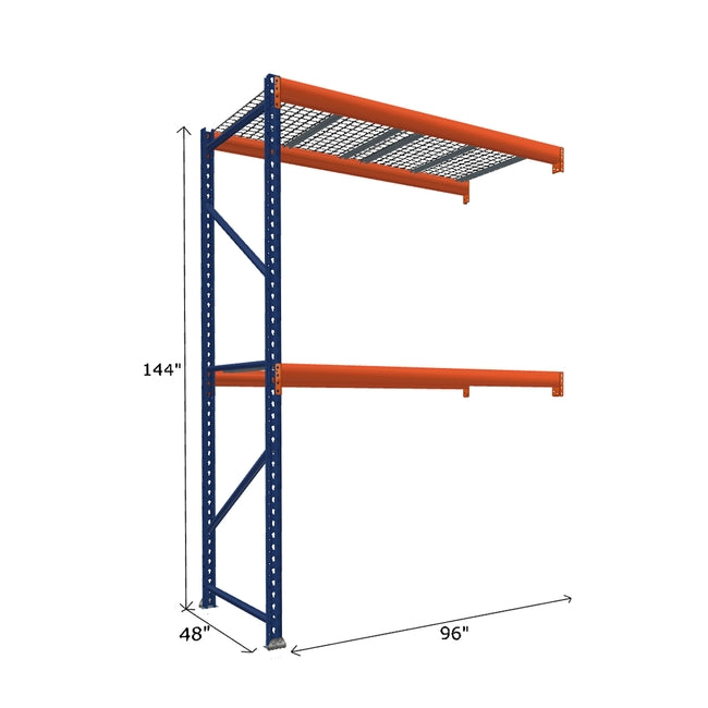 Pallet Rack Add-On Unit with Wire Mesh Decking