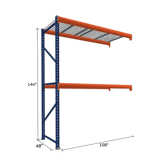 Pallet Rack Add-On Unit with Wire Mesh Decking