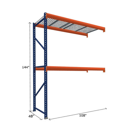Pallet Rack Add-On Unit with Wire Mesh Decking