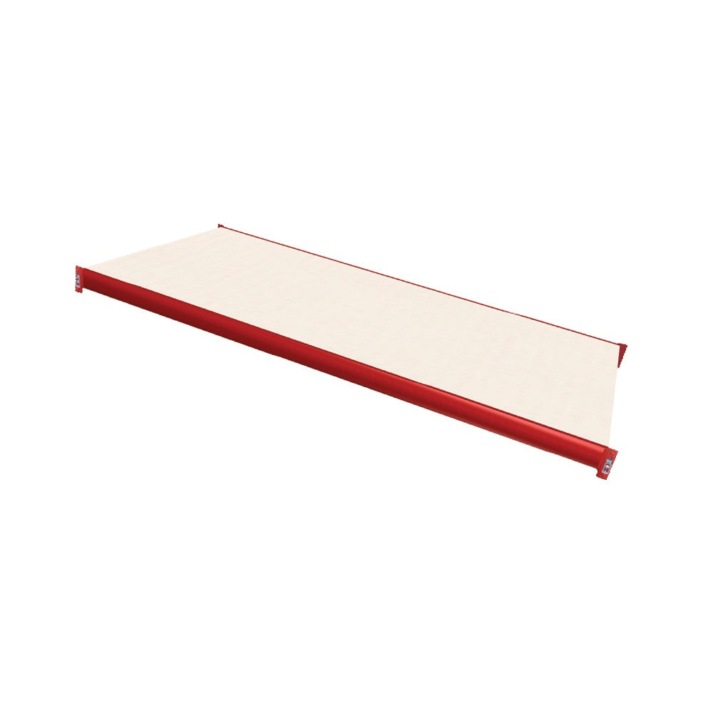 white laminated board decking with red beams