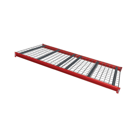 wire mesh decking with red metal beams