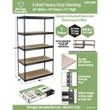 Storage Concepts 36"W x 18"D x 72"H - 5 shelf unit